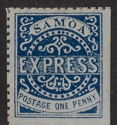 Samoa 1877, 1d azul SG State 4 restante/reimpressão.  P. 11 3/4 (aa563 - Imagem 1 de 2