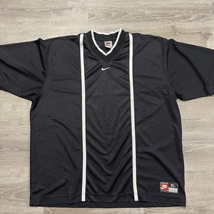 Maglia Nike vintage uomo XL nera centrale swoosh anni 90 logo calcio a righe - Foto 1 di 4