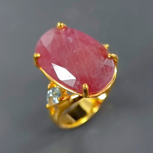 Jewelry Handmade 14 ct Ruby Ring 925 Sterling Silver Size 7 /R344028