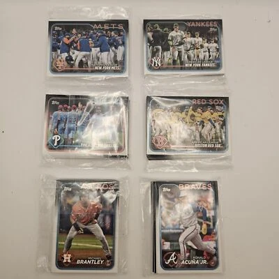 Lot of 6 2024 Topps Team Sets ASTROS YANKEES BRAVES PHILLIES RED SOX METS - Image 1 of 4