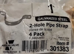 American Valve ~ PIPE STRAP, 1", Galvanized 4 pack, item #301383 - Picture 1 of 3