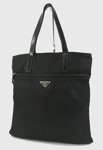 Authentic PRADA Black Nylon and Leather Tote Bag Purse #59138 - Picture 1 of 15