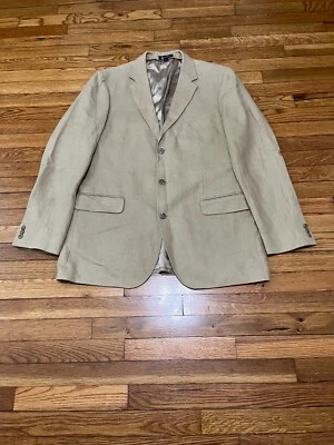 J. Crew Mens 100% Linen Blazer Jacket Size 44L Beige Tan 3 Button Sport Coat - Image 1 of 4