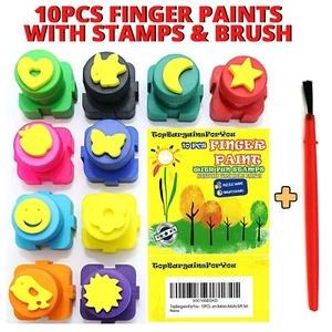 11PCS Kids Finger Painting Set Fun Stamps Blocks Brush Non Toxic Washable Paint - Picture 1 of 9