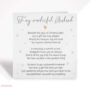 Husband Christmas Card Poem, Fiancé Xmas Keepsake Gift, Romantic Card Boyfriend - Picture 1 of 6