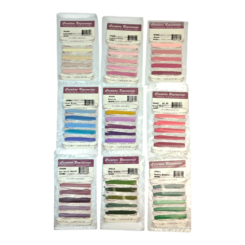 Lot of 9 Silk Ribbon Assortments Embroidery | Creative Beginnings 45 Colors NOS - Image 1 of 4
