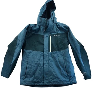 Columbia Mens Omni Heat Coat Large Blue Hooded Omni-Heat Waterproof Outdoors Hik - Picture 1 of 16