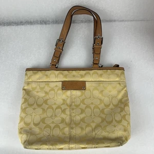 Vintage Coach Hampton Signature gelb Beuteltasche Schulter Handtasche F13077 Handtasche - Bild 1 von 15