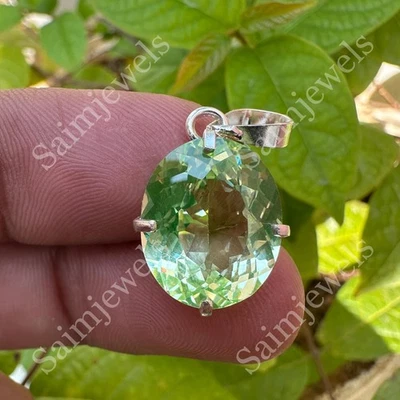 Colgante de plata maciza 925 certificado 14 quilates peridoto verde natural joyería hecha a mano Foto 1 de 4