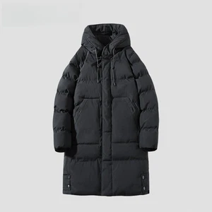 Men Oversized Warm Long Coat Loose Mid-Length Hooded Cotton Padded Coat Winter - Picture 1 of 19