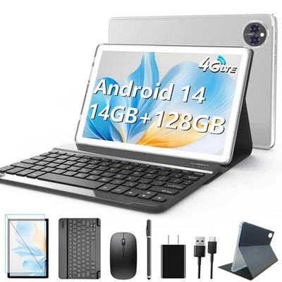 Android 14 Tablet 10 Inch, 4G Cellular Tablets, Octa-Core, 128GB Storage + 14... - Image 1 of 4