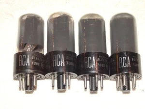 4 x 6V6gt RCA Tubes*Smoked Glass*Very Strong Matched (3%) Quad*#7 - Picture 1 of 4