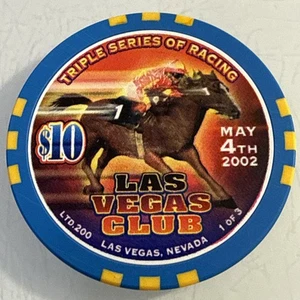 2002 LAS VEGAS CLUB TRIPLA SERIE DI CORSE $10 LTD 200 CHIP CASINÒ LAS VEGAS NV - Foto 1 di 3