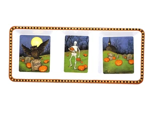 Sakura David Carter Brown Halloween Haunted Hollow 3 Section Tray Melamine - Picture 1 of 14