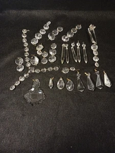 Vintage Chandelier Crystals Assorted Size Clear Glass Prisms ~ Large Lot - Picture 1 of 9
