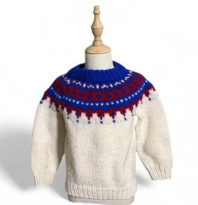 Suéter de esquí vintage hecho a mano Fair Isle juvenil talla 7-8 niña o niño invierno - Imagen 1 de 5