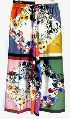 Pantalón Corto OSCAR DE LA RENTA Talla 8 Blanco Geo Floral Pierna Ancha Foto 1 de 4