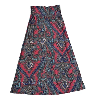 Maxi Falda Larga Slinky Mujer L Y2K Línea A Estampado Paisley Boho Modesto Viaje Tejido Foto 1 de 4