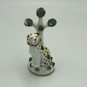 Antique 1800s Staffordshire Spotted Dog Tree Figurine Pearlware Germany Read - Picture 1 of 11