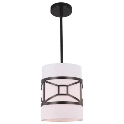 Mini colgante Woodbridge Lighting Regan de 1 luz de acero y vidrio en bronce Foto 1 de 4