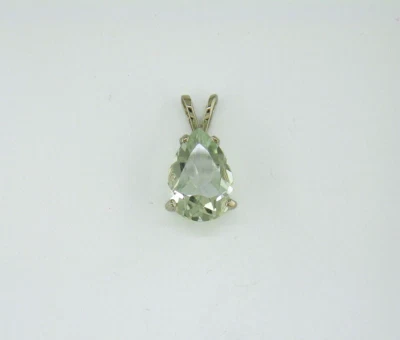 1.71 Carat Green Amethyst Prasiolite Pear Shape Solitaire Pendant 18k White Gold - Image 1 of 2