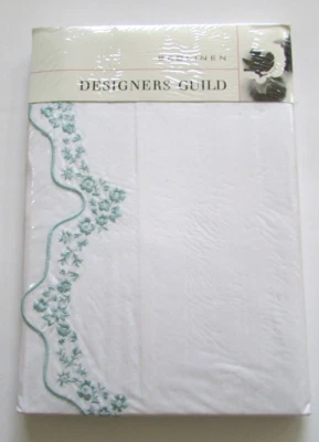 Sábana plana Designers Guild Monferrina azul floral encaje rey nueva en caja Foto 1 de 4