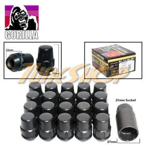 20 ALL LOCK GORILLA BULGE ACORN WHEELS RIMS LUG NUTS 12X1.25 1.25 BLACK CLOSE N - Picture 1 of 2