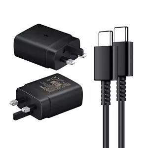Cargador Original Samsung 45W Súper Rápido Reino Unido Enchufe Principal y Cable USB-C en Negro - Imagen 1 de 36