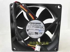 FOXCONN 8025 PVA080G12R -R11-AB DC12V 0.80A 8CM 3-Pin Silent Cooling Fan - Picture 1 of 4