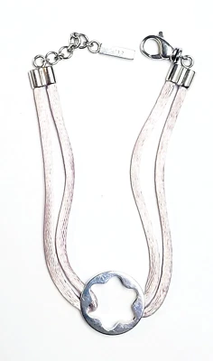 Pulsera Mont Blanc Plata Esterlina Estrella Rosa Sello Cordón Satinado Foto 1 de 4