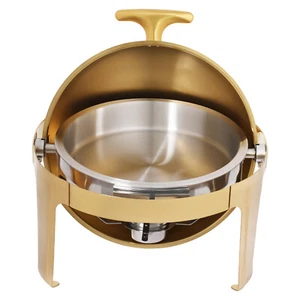 Stainless Steel Buffet Server Round Chafing Dish Food Warmer Hot Plate 9L/9.51Qt - Picture 1 of 21