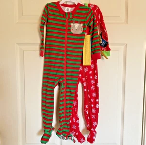 Gerber Sleepers Onesies 12M Pajamas Jammies Christmas Snowflake Reindeer Baby - Picture 1 of 12