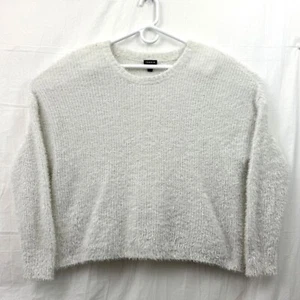 Torrid Shaggy Crew Neck Knit Sweater Women +Size 1 White - Picture 1 of 4