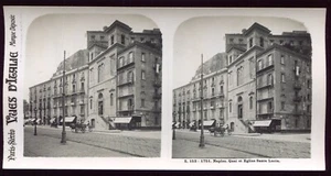 ancienne photo stéréo Italie Naples Napoli Quai et église Santa Lucia - Imagen 1 de 1