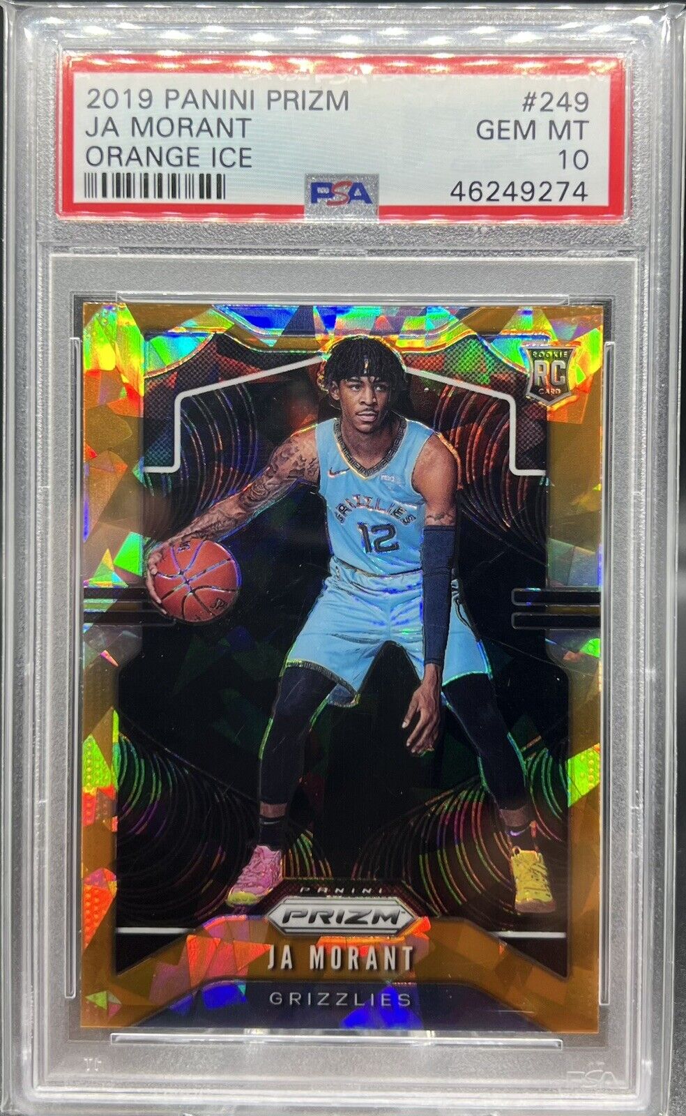 2019 Panini Prizm JA MORANT #249 Orange Ice Prizm Rookie RC PSA 10 Gem Mint