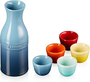 Le Creuset SAKE Set Tokkuri Ochoko Regenbogen Mehrfarbig Blau Flasche Aus Japan Neu - Bild 1 von 7
