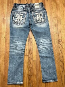 Pantalones de mezclilla para hombre Rock Revival Baird Alt rectos elásticos desgastados talla 32x30 - Imagen 1 de 10