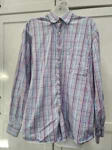 Alan Flusser Shirt Mens Large Blue Pink Green Colors Button Up Cotton Preppy - Picture 1 of 6