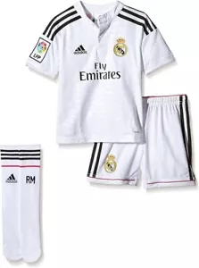 Camiseta original Real Madrid Home + pantalones/pantalones cortos + calcetines adidas talla 110 cm 4/5 años - Imagen 1 de 1