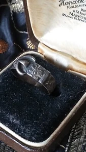 Antica fibbia in argento sterling 1901 Birmingham Hallmarks taglia UK O US 7 - Foto 1 di 9