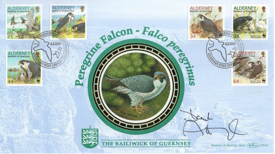 David Attenborough "Peregrine Falcons" Autographed Alderney Benham FDC Signed - Image 1 of 1