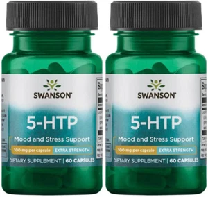 Swanson Extra Strength 5-HTP 100 mg 2X60 Cap Natural Sleep, Mood, Stress Support - Picture 1 of 2