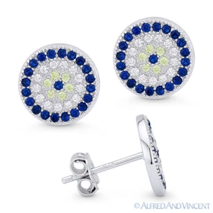 Pendientes de tachuelas de plata esterlina 10 mm con dije nazar turco nazar griego Mati Hamsa para mal de ojo - Imagen 1 de 1