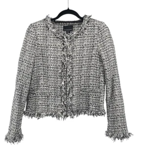 Cynthia Rowley Tweed Blazer Medium Fringe Trim Gold Metallic V1726L - Picture 1 of 16