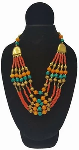 Brand New Handmade Costume Boho Chic Multicolour Tribal Chunky Bead Necklace - Picture 1 of 1