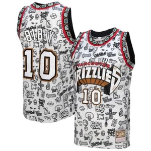 Vancouver Grizzlies Mike Bibby Mitchell & Ness White Doodle NBA Swingman Jersey - Picture 1 of 5