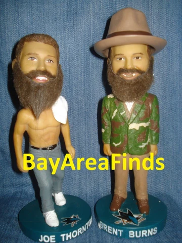 San Jose Sharks Brent Burns Camo Suit & Shirtless Jumbo Joe Thornton bobblehead Cover