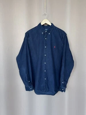 Polo Ralph Lauren Velvet Button Down Shirt Men Size XL Navy Collared Long Sleeve - Image 1 of 4