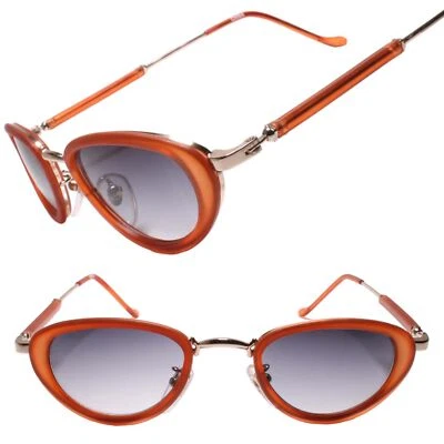 Timeless Glam Retro Chic Genuine Vintage Womens Small Cat Eye Brown Sunglasses - Image 1 of 3