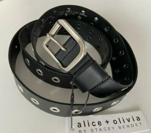 Alice + Olivia Eve Double Wrap Black Leather Grommet Belt Size Small - NWT - Bild 1 von 8